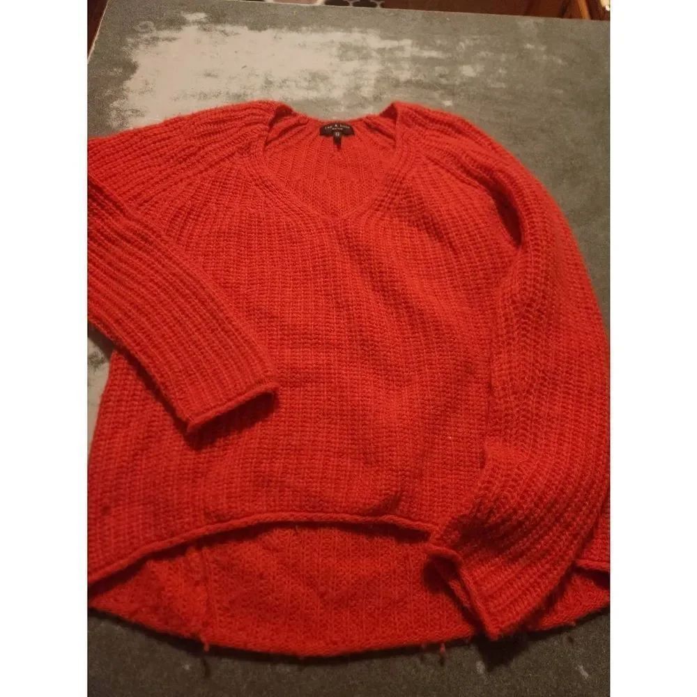 Rag & Bone Joseph Wool Blend V-Neck Sweater in Bright Coral sz XS